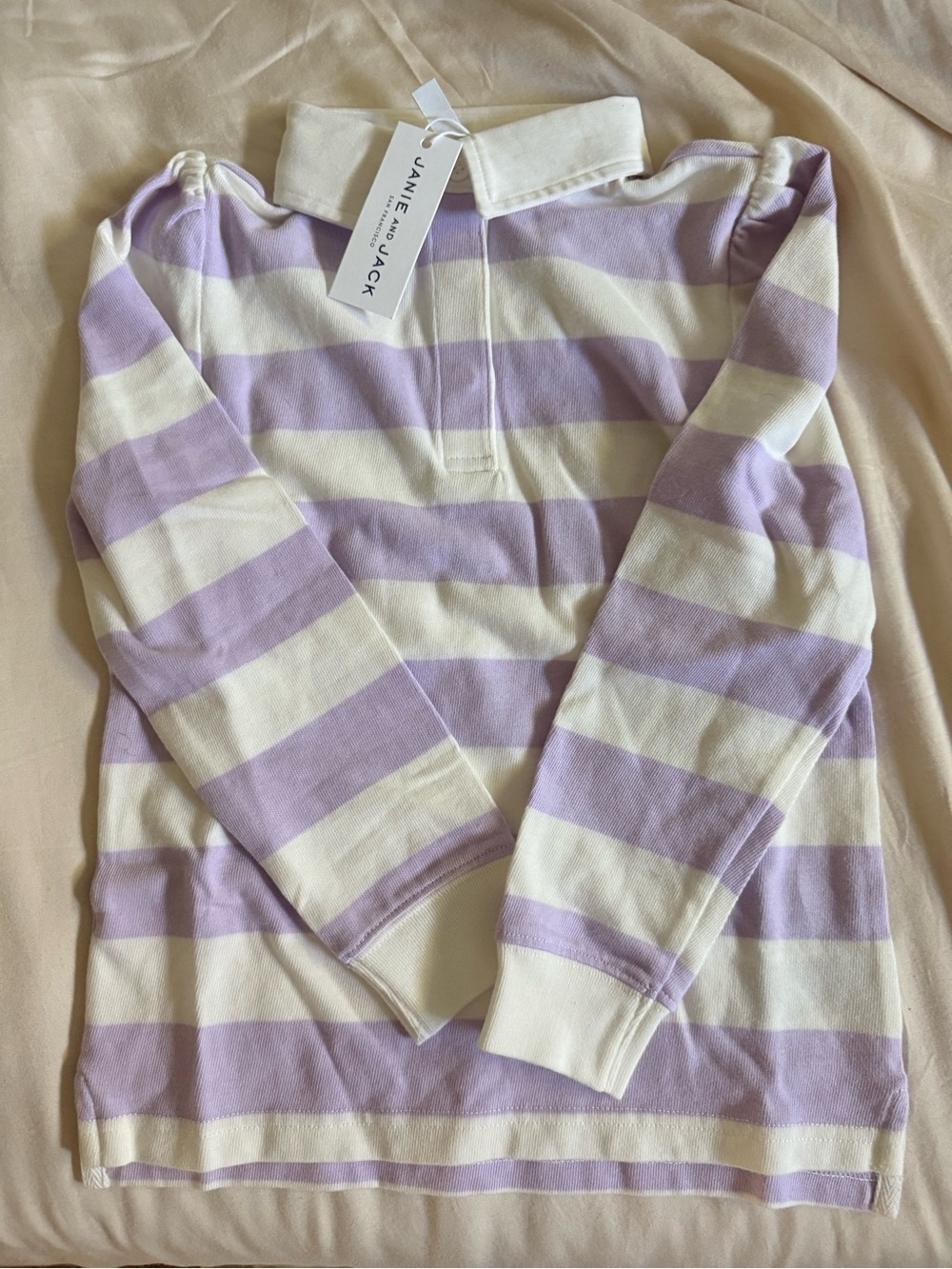 Girls Janie and Jack Lavender and white  Striped Rugby Top